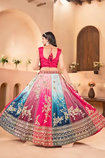 MULTICOLOR EMBROIDERY sequin WORK LEHENGA CHOLI