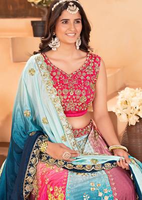 MULTICOLOR EMBROIDERY sequin WORK LEHENGA CHOLI 3