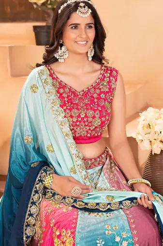 MULTICOLOR EMBROIDERY sequin WORK LEHENGA CHOLI