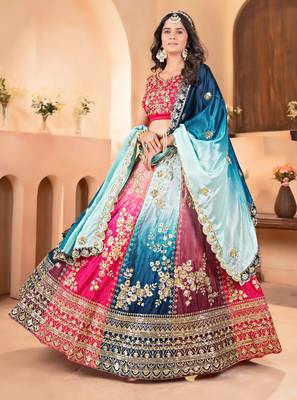 MULTICOLOR EMBROIDERY sequin WORK LEHENGA CHOLI 4