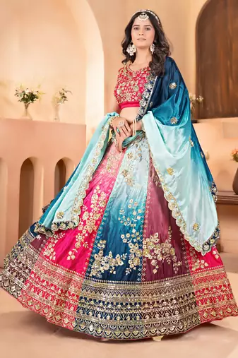 MULTICOLOR EMBROIDERY sequin WORK LEHENGA CHOLI
