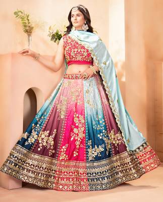 MULTICOLOR EMBROIDERY sequin WORK LEHENGA CHOLI 5