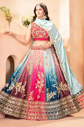 MULTICOLOR EMBROIDERY sequin WORK LEHENGA CHOLI
