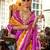 Mustard silk blend printed saree with unstitched blouse