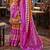 Mustard silk blend printed saree with unstitched blouse