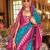 Blue silk blend printed saree with unstitched blouse