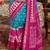 Blue silk blend printed saree with unstitched blouse
