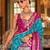 Blue silk blend printed saree with unstitched blouse