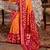 Orange silk blend printed saree with unstitched blouse