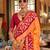 Orange silk blend printed saree with unstitched blouse