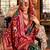 Dark green silk blend printed saree with unstitched blouse
