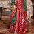 Dark green silk blend printed saree with unstitched blouse