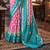 Pink silk blend printed saree with unstitched blouse