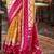 Yellow silk blend printed saree with unstitched blouse