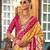 Yellow silk blend printed saree with unstitched blouse