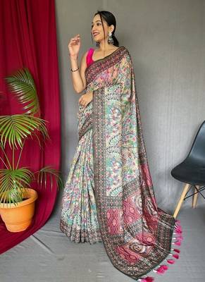 Multi Cotton Printed Kalamkari Pattern Saree 2
