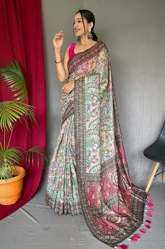 Multi Cotton Printed Kalamkari Pattern Saree