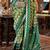 Parrot green silk blend printed saree with unstitched blouse