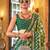 Parrot green silk blend printed saree with unstitched blouse