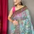Light Blue Cotton Printed Kalamkari Pattern Saree