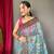 Light Blue Cotton Printed Kalamkari Pattern Saree