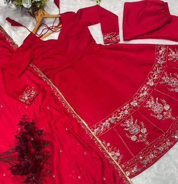 ROMAN SILK EMBROIDERY PARTY WEAR SUIT SET  5