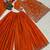 ORANGE CRAPE EMBROIDERY WORK FULL STICHED BLOUSE SAREE