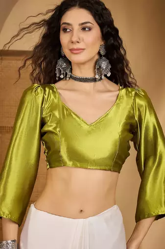 multi satin georgette printed saree with unstitched blouse