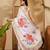 white satin georgette printed saree with unstitched blouse