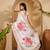 white satin georgette printed saree with unstitched blouse