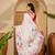 white satin georgette printed saree with unstitched blouse