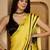 yellow satin georgette printed saree with unstitched blouse