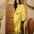 yellow satin georgette printed saree with unstitched blouse