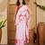 bay pink satin georgette printed saree with unstitched blouse