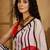 white satin georgette printed saree with unstitched blouse