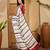 white satin georgette printed saree with unstitched blouse