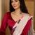 off white satin georgette printed saree with unstitched blouse