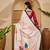 off white satin georgette printed saree with unstitched blouse
