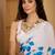 white satin georgette printed saree with unstitched blouse