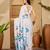 white satin georgette printed saree with unstitched blouse