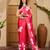 pink satin georgette printed saree with unstitched blouse