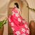 pink satin georgette printed saree with unstitched blouse