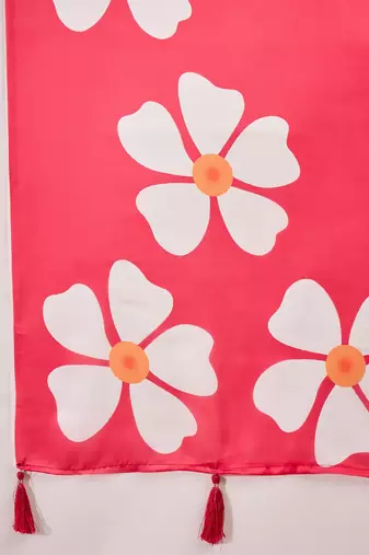 pink satin georgette printed saree with unstitched blouse