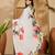 white satin georgette printed saree with unstitched blouse
