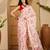 peach satin georgette printed saree with unstitched blouse