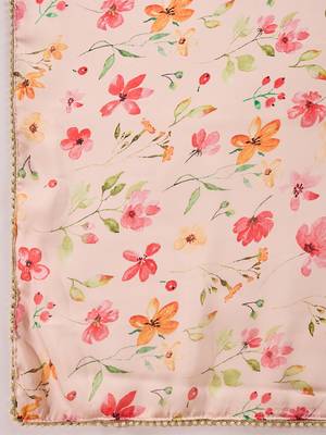 peach satin georgette printed saree with unstitched blouse 5