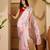 pink satin georgette printed saree with unstitched blouse