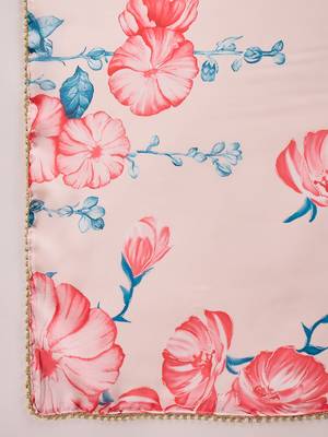pink satin georgette printed saree with unstitched blouse 5