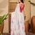 white satin georgette printed saree with unstitched blouse