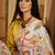 white satin georgette printed saree with unstitched blouse